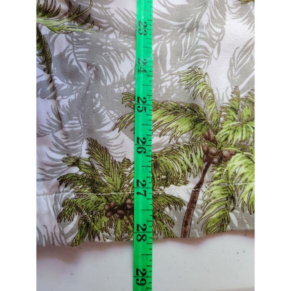 Puritan White & Green Palm Tree Button Up Tropical Shirt Vacation Summer - S - Picture 5 of 5